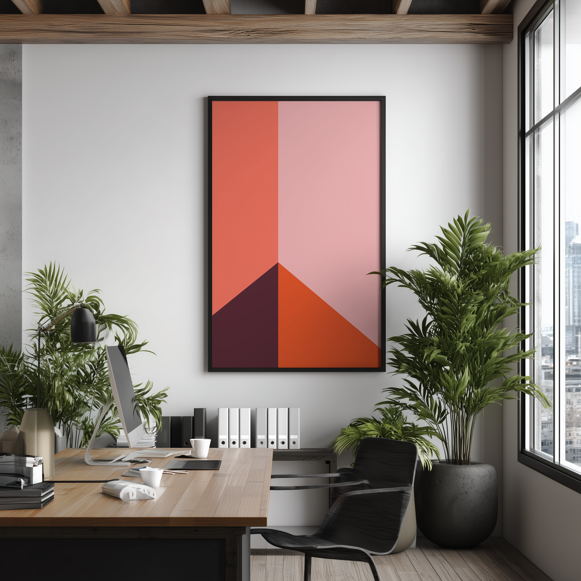 Wandbild Color Contruct Red Poster Colorful Artwork, minimalistisches modernes Design, ideal für stilvolle Raumgestaltung.