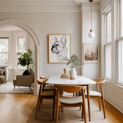 Wandbild Dog Poster Line Art Bulldog, minimalistisches modernes Design, ideal für stilvolle Raumgestaltung.