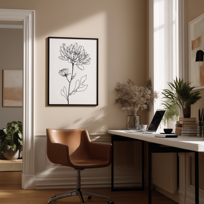 Wandbild Floral Lines Flower Poster Line Art Chrysanthemum, minimalistisches modernes Design, ideal für stilvolle Raumgestaltung.