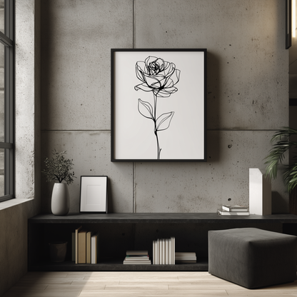 Wandbild Floral Lines Flower Poster Line Art Rose, minimalistisches modernes Design, ideal für stilvolle Raumgestaltung.